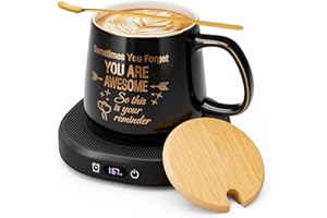 LOUTYTUO Coffee Mug Warmer & You are Awesome Mug Set, Electric Cup Warmer with Auto Shut Off, 4 Temperature Setting Smart Beverage Warmer, 8-Hours Auto Shut Off, Best Gifts for Birthday Christmas