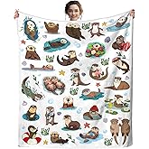 Sea Otters Blanket Soft Cozy Flannel Otter Throw Blanket Bedding Gifts for Sea Otters Lovers Girls Women Kids Adults 50"x40"