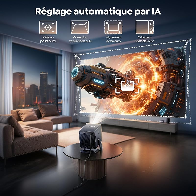 Vidéoprojecteur 4K【VIDAA OS :N°1 Ultra-Rapide|1500 ANSI |Dolby 36W】 TOPTRO retroprojecteur 4K Projecteur Video Home Cinéma,Extérieur,HDR10,Auto Focus/Keystone/Align,WiFi 6,Bluetooth 5.4,HDMI Arc
