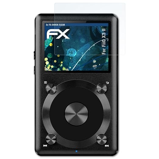 atFoliX Schutzfolie kompatibel mit FiiO X3 II Panzerfolie, ultraklare und stoßdämpfende FX Folie (3X)
