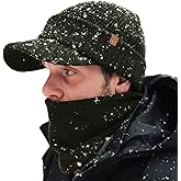 TOP-EX DryKnit™ Waterproof Merino Wool Visor Beanie & Polar Fleece Neck Warmer Set – Winter Hat for Cold Weather