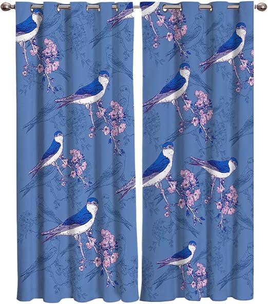 Amazon Com Simigree Kitchen Curtain Panels Plum Bird Window