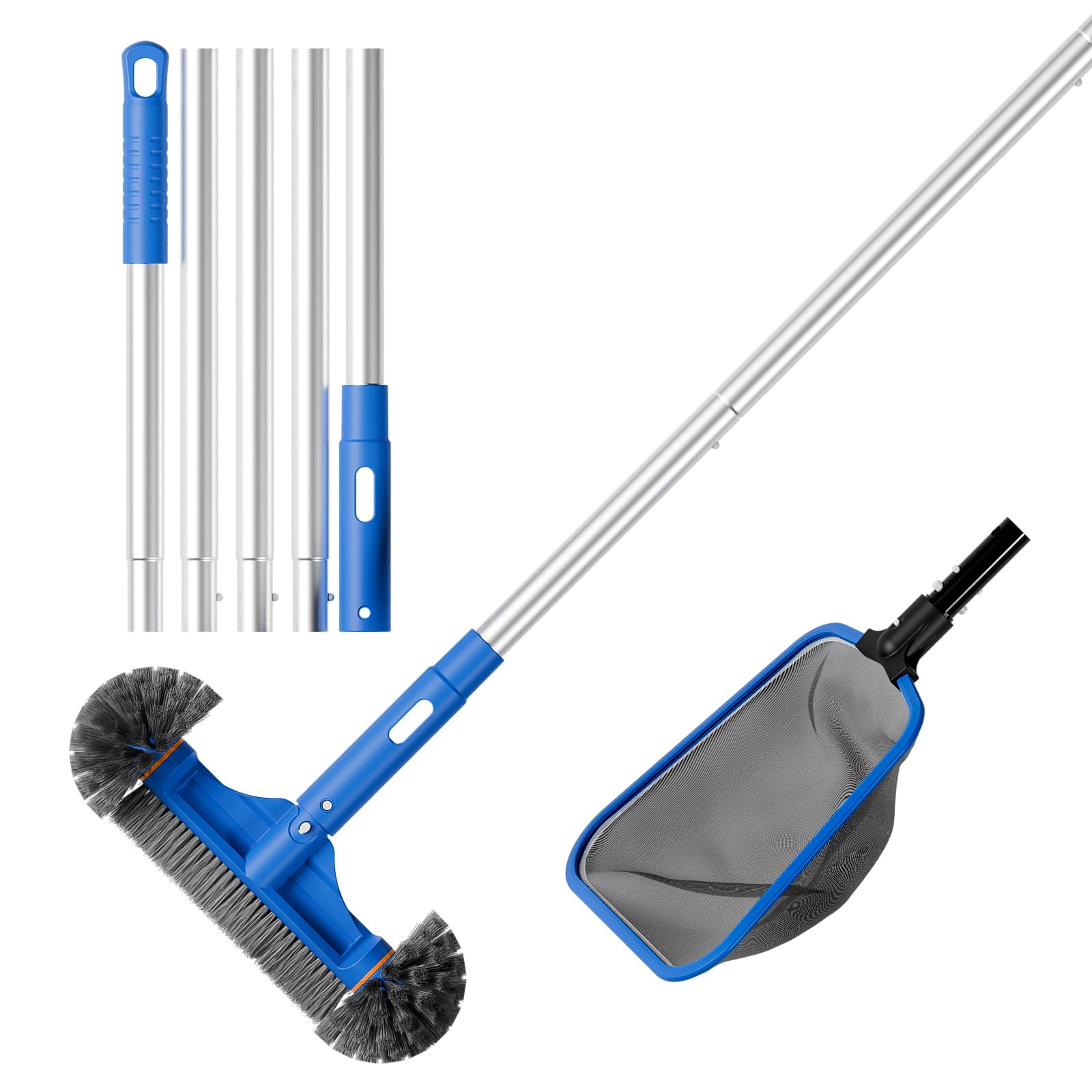 Photo 1 of Sepetrel Deluxe Swimming Pool Cleaning Kit Including Half-Deep Fine Mesh Pool Leaf Skimmer Net,12" Round Pool Brush Head & 70.5" Pole, for Above Ground Pools,Ponds,Spas,Hot Tubs