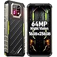 Ulefone Armor 22 (16+256GB) Rugged Smartphone, 64MP Night Vision Camera + 64MP Wide-Angle Camera, Android 13 Unlocked Cell Phone, 6.58 FHD+, 120Hz, 6600mAh, IR Blaster, NFC 4G Dual Sim- Some Green