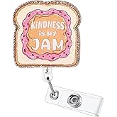 Kindness is My Jam Funny Badge Reel, Retractable ID Medical Badge Holder | Alligator Clip, Work Badge Buddy for RN CNA MA Primary Care Psychiatry Doctor Nurse Nursing Student Teacher