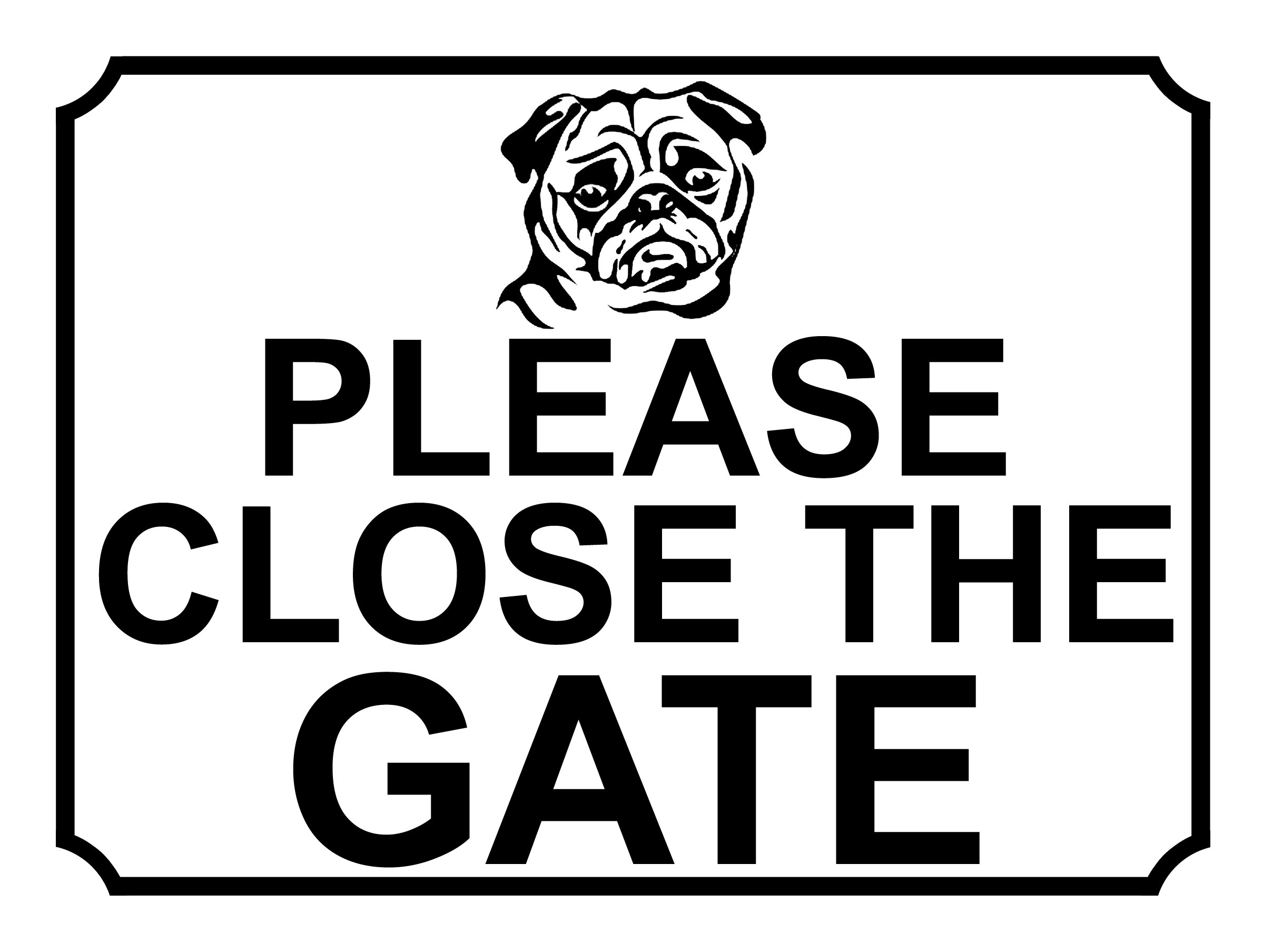 SHAWPRINT PLEASE CLOSE THE GATE DOG THEME METAL SIGN 267MM X 200MM (482H1L) LARGE 10" X 8"