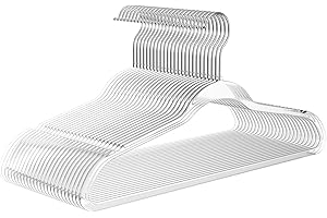 MIZGI 50 Pack Clear Plastic Hangers - Premium Thick Invisible Space Saving Hanger with 360° Swivel Hook, Ultra Slim Hangers for Suits, Dresses, Shirts, Coats & Pants