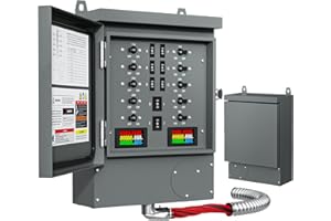 LNEUIE 50A 10 Circuit Generator Transfer Switch，Heavy Duty 12500W General Double-Throw Safety Switc h 120/240 Volt Transfer Switch for Home Generator Indoor & Outdoor