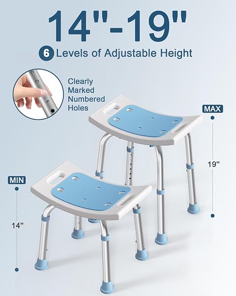 HOMLAND SHOWER CHAIR FOR INSIDE SHOWER, 400 LBS ADJUSTABLE SHOWER STOOL WITH SUCTION FEET, SHOWER SEAT FOR INSIDE TUB BATHROOM BENCH BATH CHAIR FOR ELDERLY AND DISABLED – LIGHT BLUE