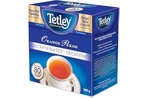 Tetley Orange Pekoe Decaffeinated Black Tea - 80 Tea Bags, 160 Grams, Caffeine Free Tea, Decaf Tea