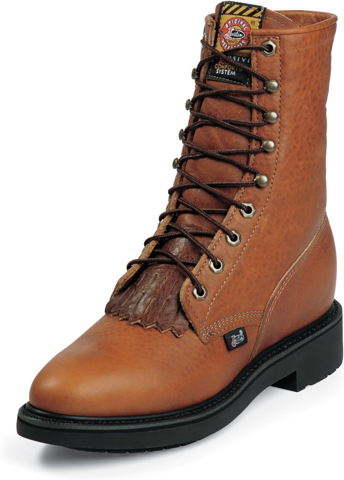 Justin Original Workboots Mens Conductor 8 Inch Electrical Soft Toe Work Work Safety Shoes Casual - Brown - Size 9.5 D