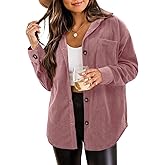 ZOLUCKY Womens Shackets Jacket Plus Size Long Sleeve Button Down Shirts Blouses Tops