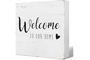 Welcome Sign - Freestanding Farmhouse Wooden Plaque - Entryway and Front Door Decor - Housewarming Gift Tabletop Decor for Ho