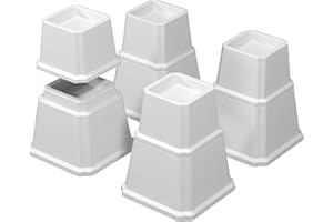 Napnapday Bed Risers 6 inch Heavy Duty in Adjustable Heights of 6, 4 or 2 Inches Bed Elevators, 1,500 lbs Lifts Up Furniture Riser for Sofa and Table Set of 4, White