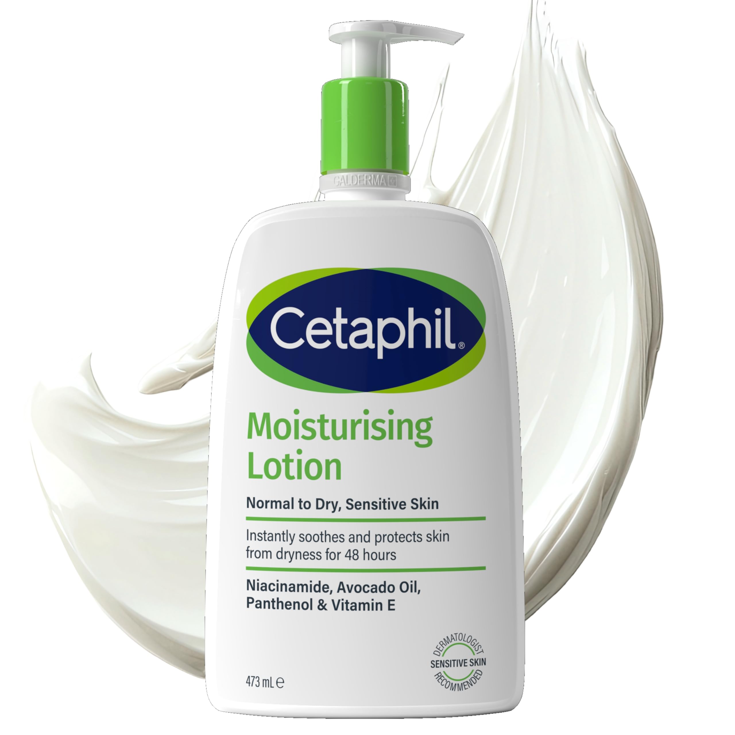 Cetaphil Face & Body Moisturiser, 473ml, Moisturising Lotion For Normal To Dry, Sensitive Skin, With Niacinamide & Vitamin E, Packaging May Vary