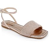 Jewel Badgley Mischka Hadley Flat Sandals with Ankle Strap