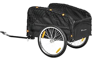 Soozier Bike Cargo Trailer, 45 Gal Bicycle Trailer Wagon Cart with Cargo Net, Quick Release 20" Wheels, Safe Reflectors, Univ