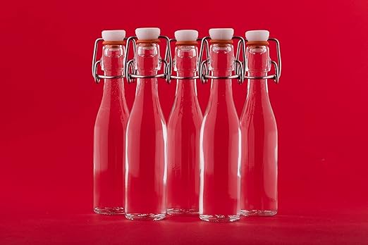 24 Leere Glasflaschen 40 ml mit Bügelverschluss kleine Mini 4 cl Bügel-Flasche Drahtbügel kleine Flasche mit Verschluss Schna
