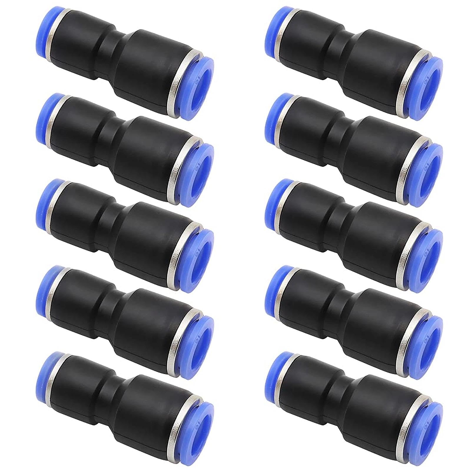 Pneumatic Quick Fittings 8mm to 6mm OD Plastic Push Fit Fittings Sealing Push in Straight Reducing Connector Straight Pipe Connectors Tubes 10PCS