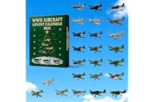 WWII Aircraft Advent Calendar 2025, 24 Days Christmas Countdown Calendar with 24 Unique Mini Warbirds, Unique Christmas Adven
