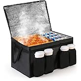 Bodaon Insulated Grocery Bags with 4 Cup Holders -Insulated Bags for Food Delivery with Zippered Top, Food Carrier for Catering, Pizza Bag and Cooler Bag for Takeout, Picnic, Shopping, Car Use