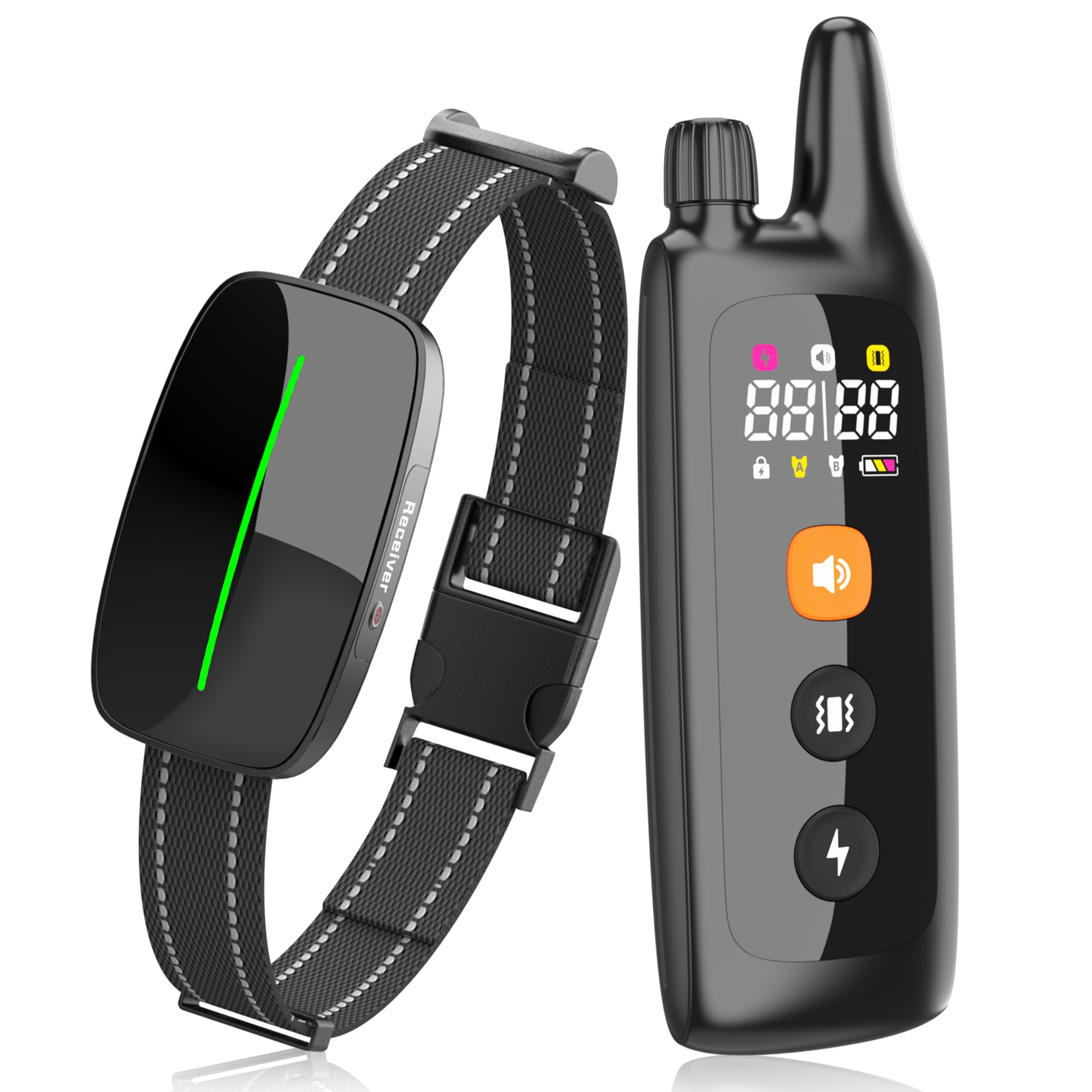Photo 1 of Dog Training Shock Collar 4000FT Dog Bark Collar with Remote IP67 Waterproof 4 Training Modes Beep Vibration Shock Light Mode Magnetic Charger Electric Dogs Collar 8-25 inches Single Shock Iron Black