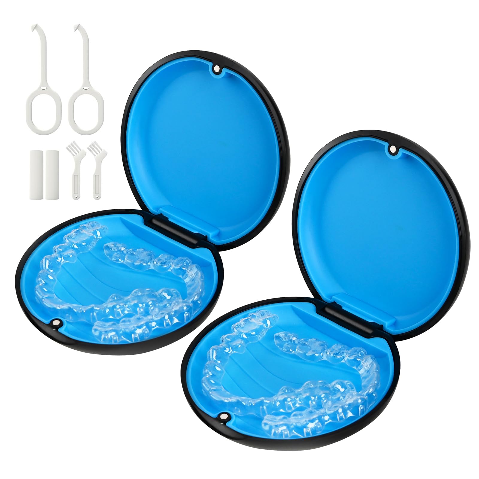 Photo 1 of 2 Pack Retainer Case, Compatible with Invisalign, Cute Orthodontic Slim Aligner Case with Removal Tool and Brush, Black
