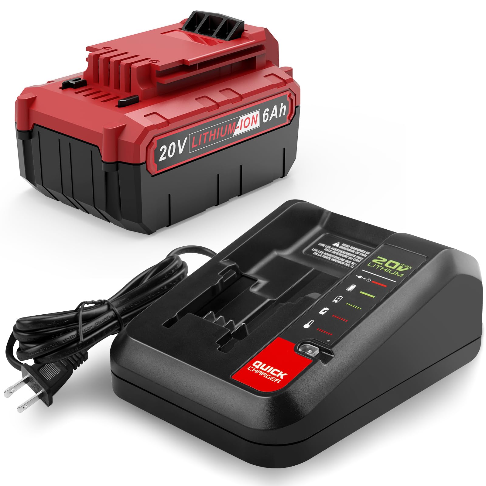 Photo 1 of 6.0Ah 20volt Replacement for Porter Cable 20V Battery and Charger Combo Compatible with Porter Cable 20V Lithium Battery PCC685L PCC680L PCC681L PCC682L PCC685LP