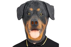 PartyHop Rottweiler Mask Dog Head Animal Latex Full Head Realistic Masks Fancy Dress for Halloween Carnival Costume Party