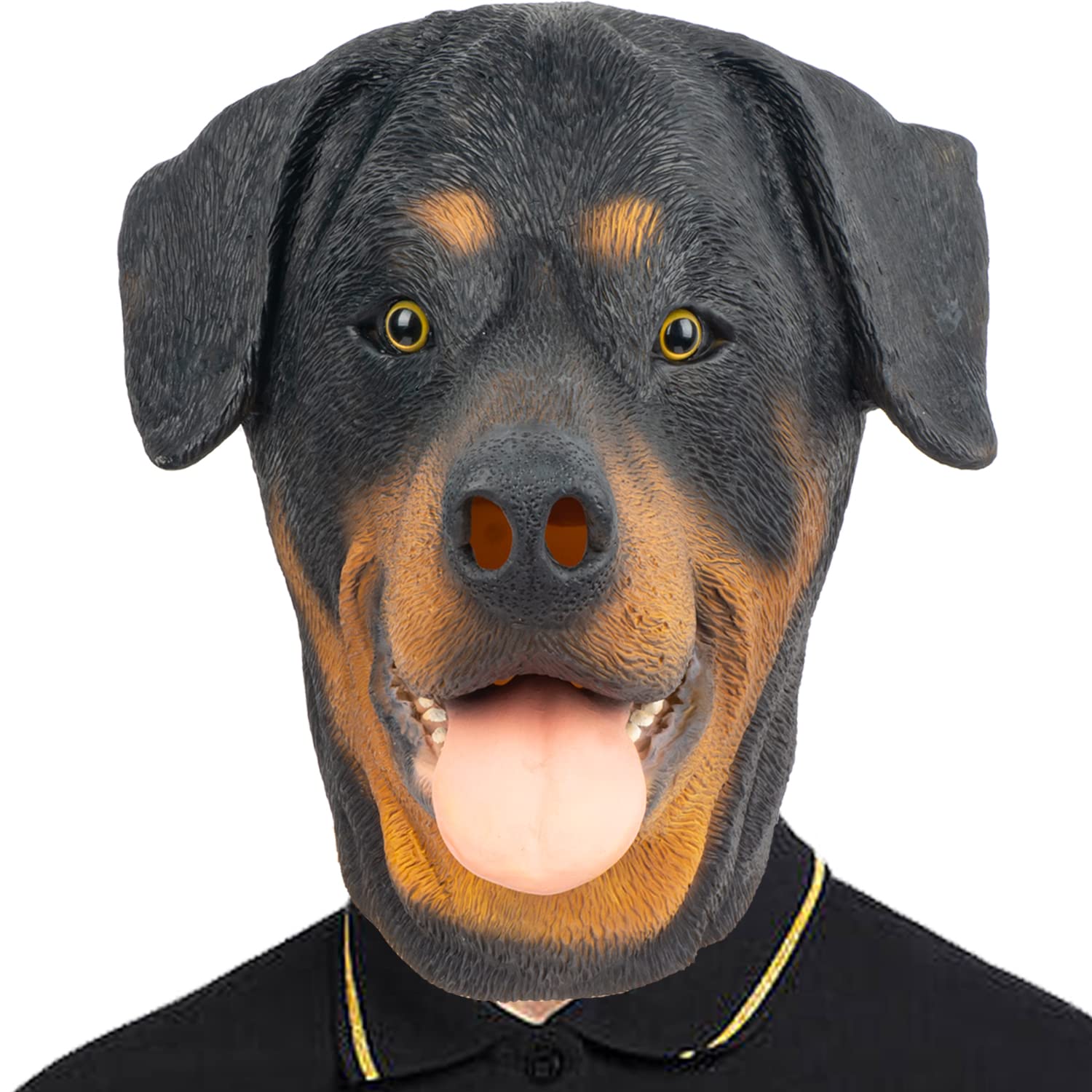 CreepyParty Rottweiler Mask Dog Head Animal Latex Full Head Realistic Masks Fancy Dress for Halloween Carnival Costume Party