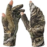 Avizon Mens Fingerless Gloves for Hunting Fishing, Lightweight Anti-Slip Camouflage Glove