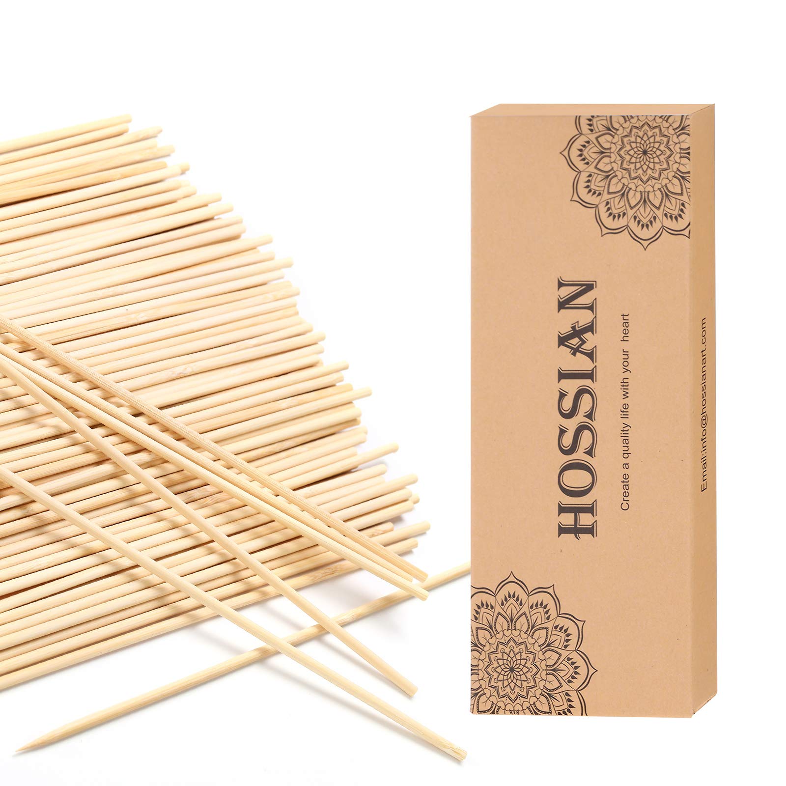 HOSSIAN 100PCS Reed Diffuser Sticks - Wood Rattan-Reed Sticks -Diffuser Glass Bottles-Diffuser Refills- Spa-Aromatherapy (7''18cm)