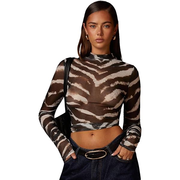 WDIRARA Women's Zebra Print Deep V Neck Criss Cross Tie Back Long