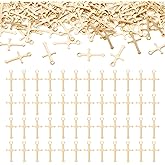 Pandahall 100Pcs Real 24K Gold Plated Cross Charms Golden Cross Charm 12.5x7x0.5mm 925 Sterling Silver Plated Cross Pendant for Jewelry Making Necklace Bracelet Earring Keychain