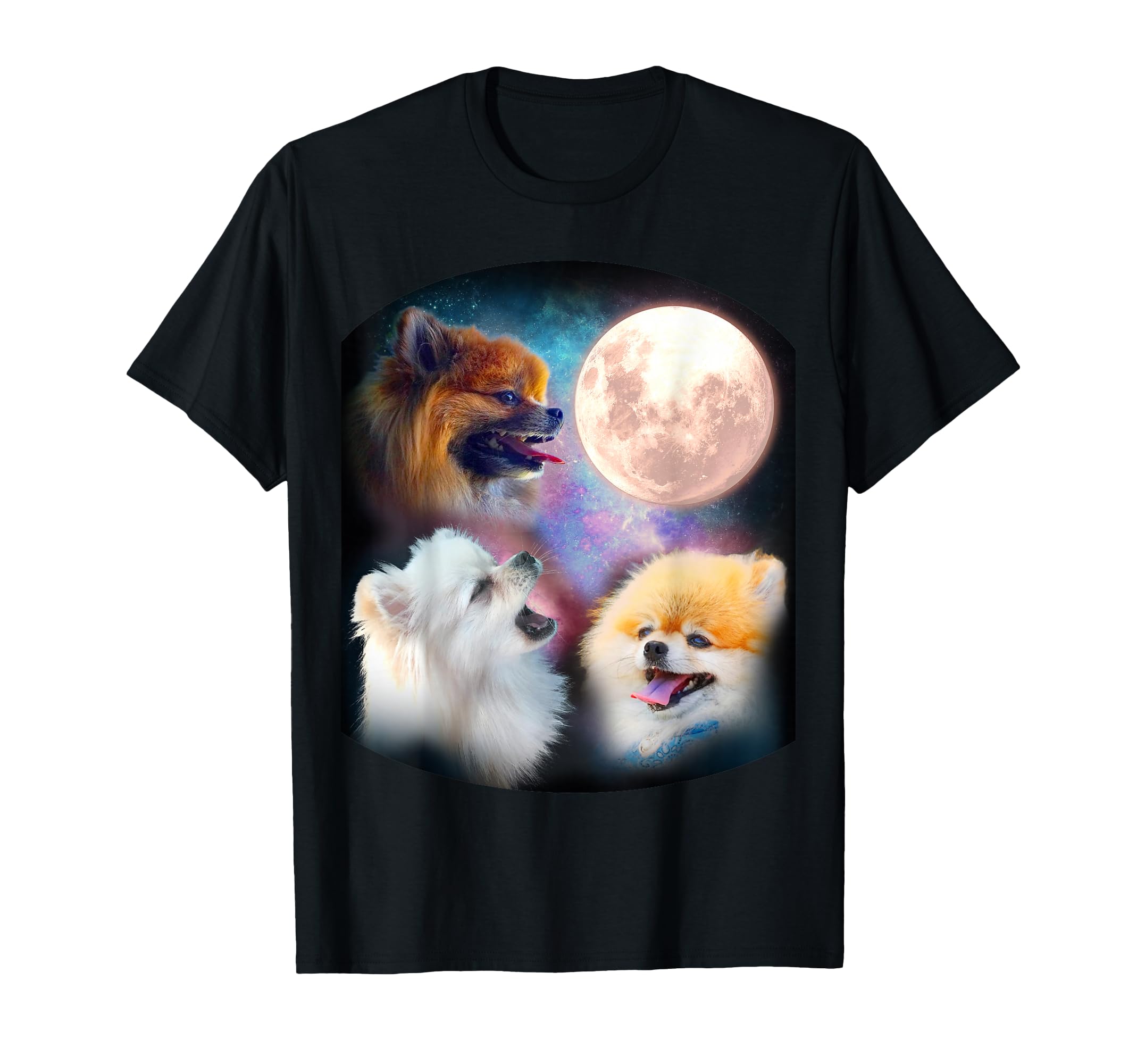 Pomeranian Dog T Shirt - Howling at Moon T-Shirt