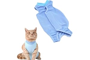 FRENFLU Cat Recovery Suit, Cat Surgery Recovery Suit for Surgical Abdominal Wounds, E-Collar Alternative for Cats and Dogs, After Surgery Wear, Cat Onesie for Cats After Surgery (Blue, Large)