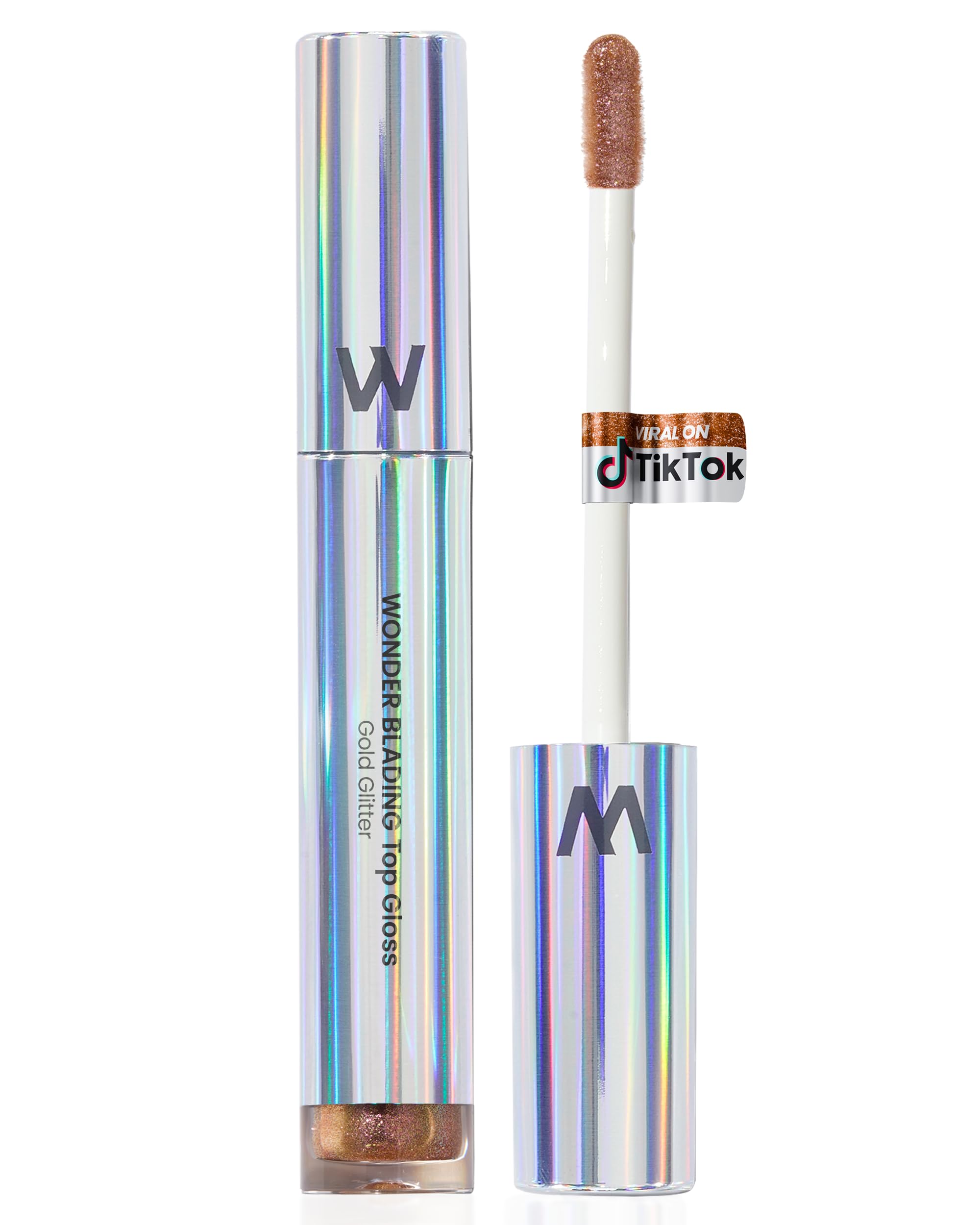 Wonderskin Lip Gloss - Wonderskin Blading Top Gloss, Gold Glitter, Hydrating and High Shine Finish Lip Makeup (Gold Glitter) — image 1