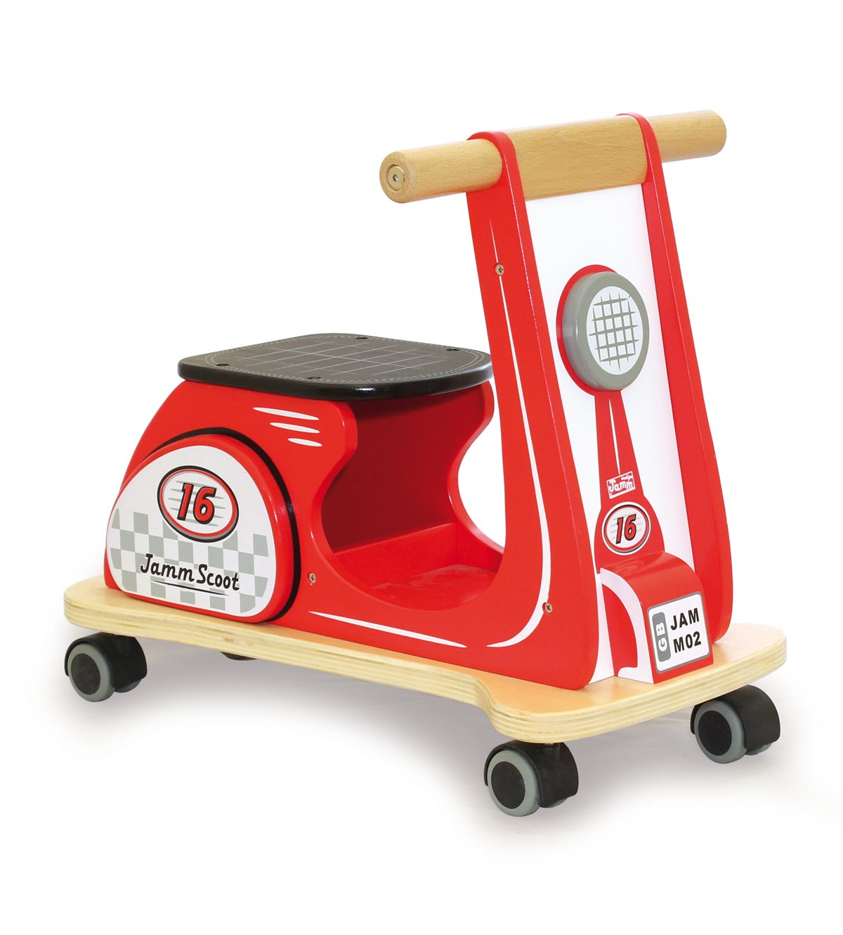 Indigo Jamm Wooden Jamm Scoot, Ride-On Scooter Toy with Retro Classic Design for Children Aged 12 Months Plus – Racing Red — image 1