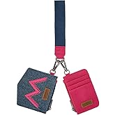 Wrangler Jean Keychain Wristlet Wallets for Women 2-in-1 Card Holder Wallet Dual Zippered Pouches with Card Slots for Coins, Cash & Cards WG367-W119HPK