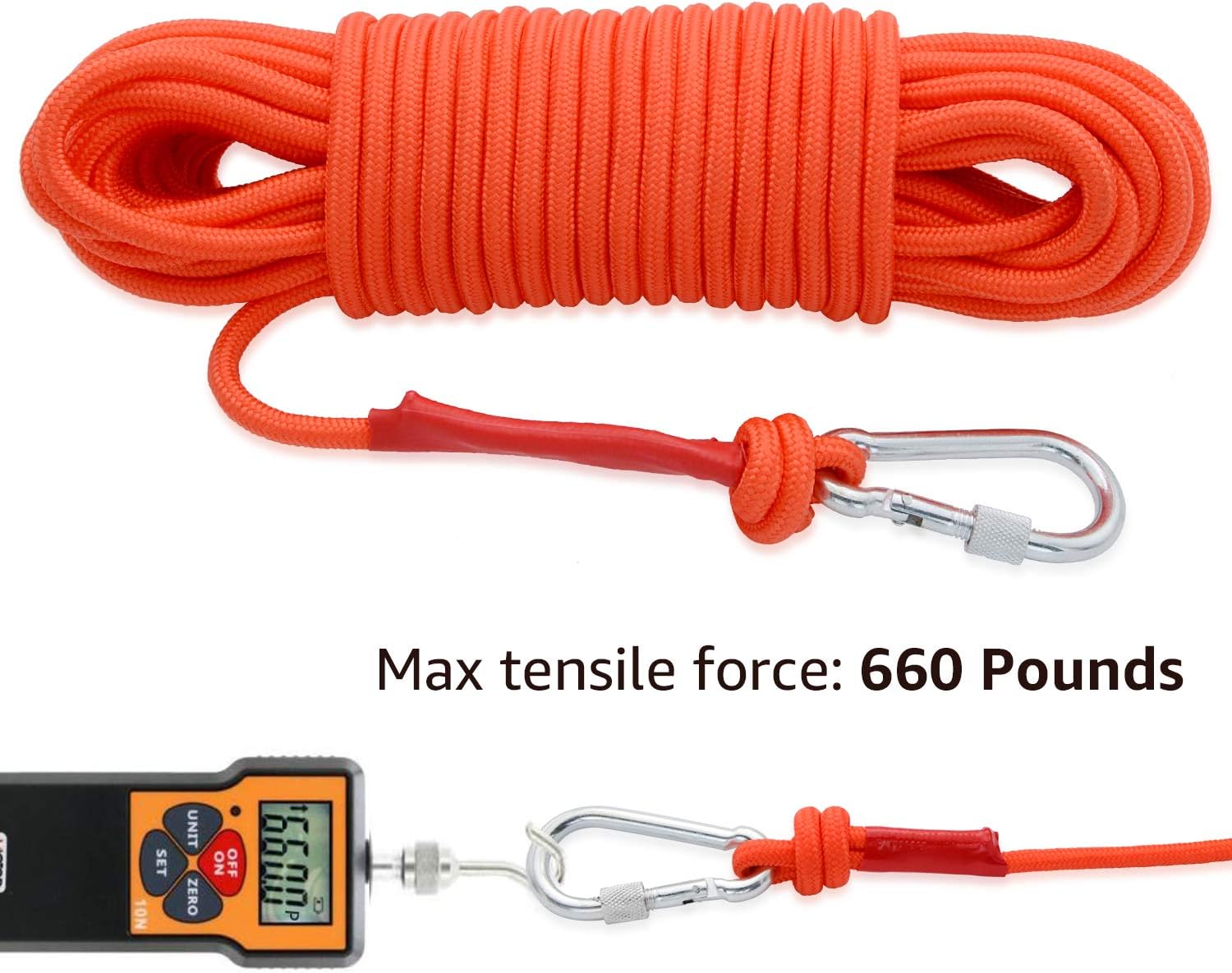 FerDIM Static Climbing Rope, Magnet Fishing Rope, 8mm(5/16in) High Strength Cord Safety Rope 32ft, 65ft, 98ft : Sports & Outdoors
