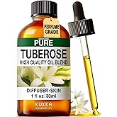 KUKKA Tuberose Essential Oils - 1 Fl Oz - for Hair, Skin, Diffuser, Aromatherapy & DIY Soap Making Scent
