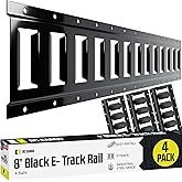 DC Cargo Mall E Track Tie Down Rail Kit 8' (4 Pack) for Garages, Vans, Trailers, Motorcycle Tie Downs, ATV Mountings - Powder-Coat Black - Secure Cargo &amp; Heavy Loads Up to 2,000 lbs
