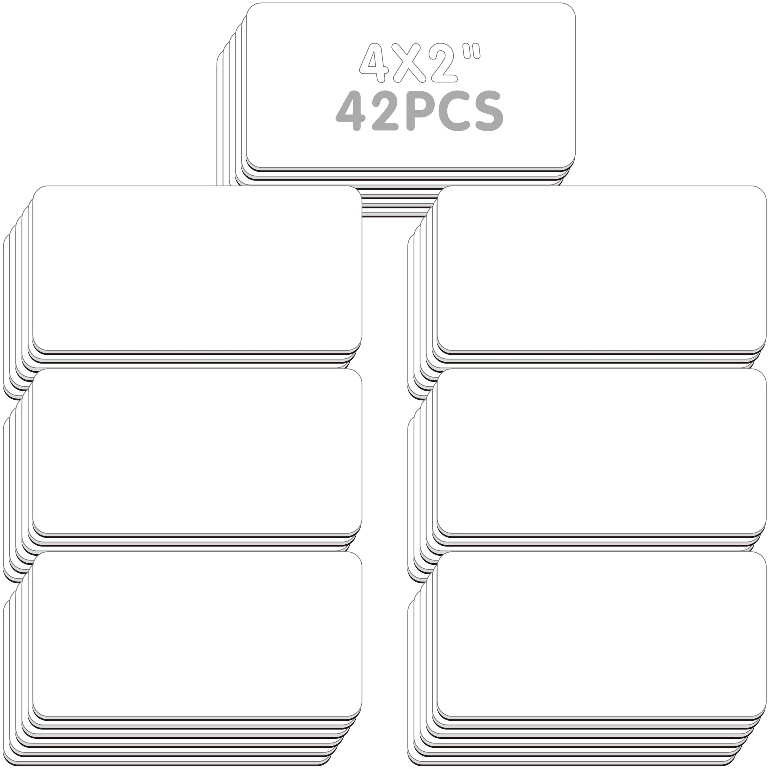 Magnetic Name Tag Label, 42 PCS Dry Erase Reusable Blank Name Stickers White Reusable Magnets for Whiteboards Locker Fridge School Office Home (Each Measures 2" x 4")