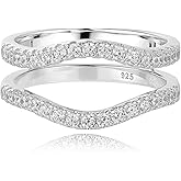 Blongme Ring Enhancers Cubic Zirconia Curved Wedding Band for Women Guard Engagement Ring Sterling Silver/Rose Gold/Yellow Gold Size 5-10