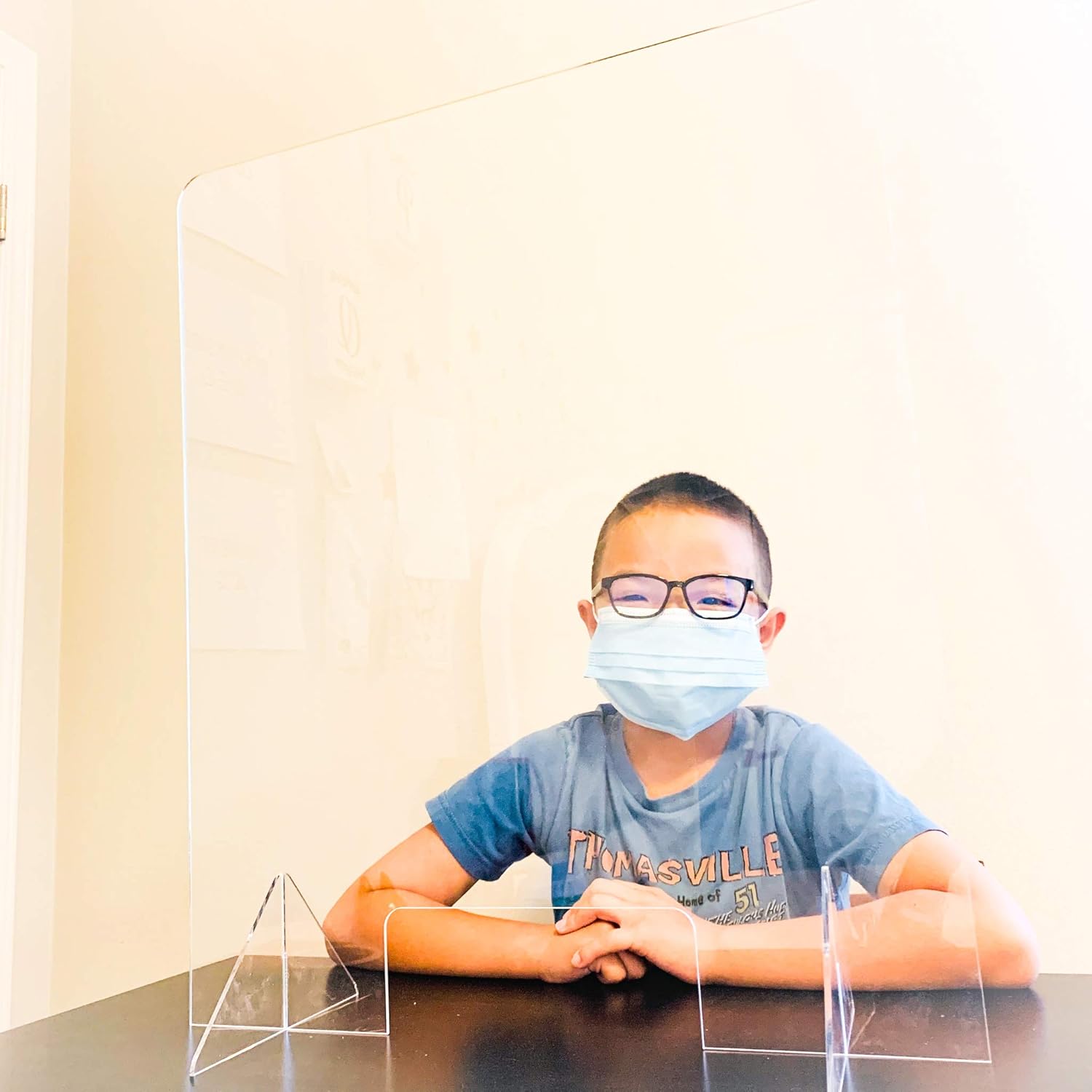 Portable Protection Acrylic Sneeze Guard/Plexiglass Shield for Office Desk, Countertop, Reception Table, Checkout Desk, Cashier Table Made in USA (24" W x 24" H): Kitchen & Dining