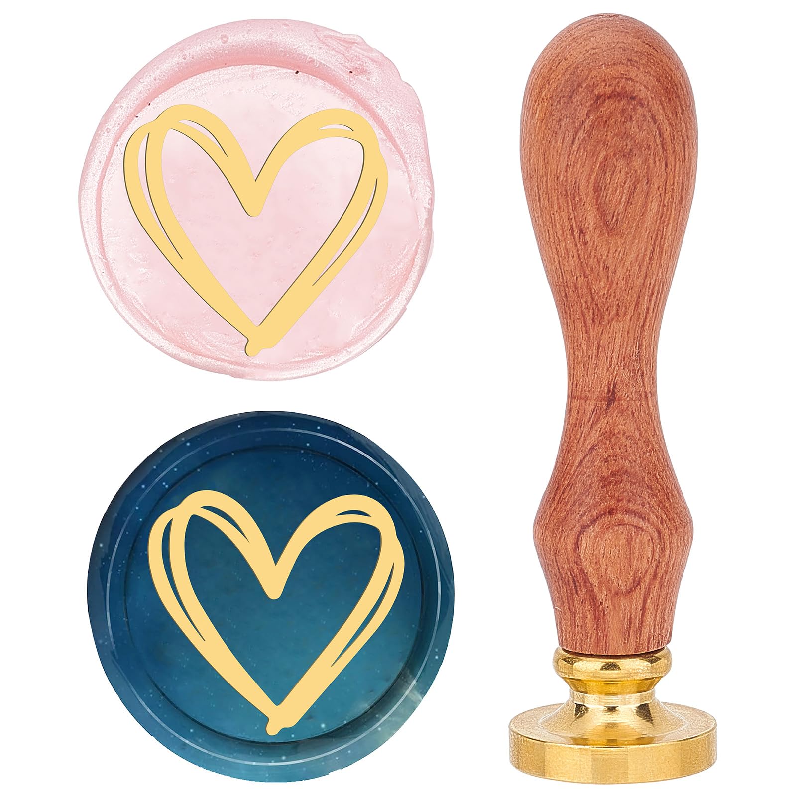 CRASPIRE Heart Wax Seal Stamp 25mm Love Sealing Wax Stamps Retro Rosewood Handle Removable Brass Head for Wedding Invitations Envelopes Halloween Christmas Thanksgiving Gift Packing