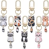 Nogeqi 7 Pcs Cute Cat Keychain, Kawaii Cat Key Chains, Kitty Keyring Cats Charms, Cats Accessories for Women Car Keys Purse Handbags Girls Gift DIY Crafts (Tail Can Wag)
