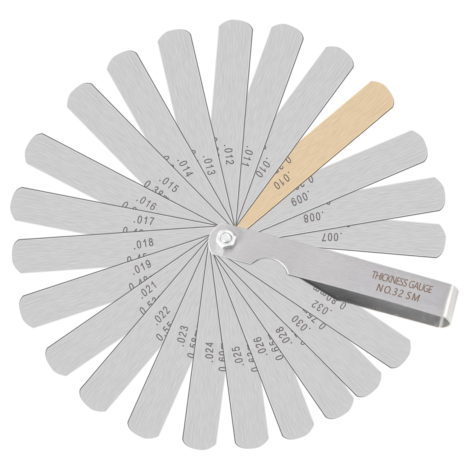ZLKSKER 32 Blade Steel Feeler Gauge (0.0015Inch to 0.035Inch), Thickness Feeler Gage Gauge, Gap Measuring Tool with Metric & Imperial, Great for Checking Valves & Building Engines