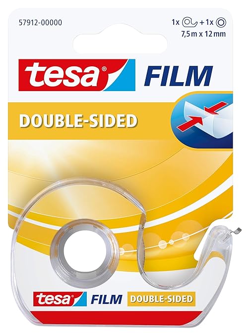 tesa® Doppelseitiges Klebeband, 1 Rolle und Abroller