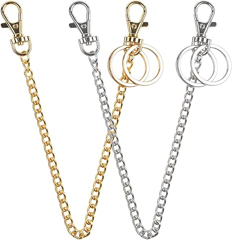 Amazon Co Jp Amazon限定ブランド Teskyer チェーン セキュリティカニカン付き キーチェーン メンズ ウォレットチェーン リングチェーン カニカン付き キーホルダー 2個セット 25 4cm 銀色とゴールド ホーム キッチン
